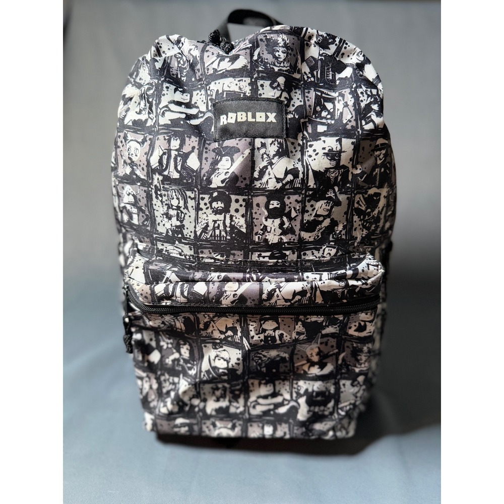 Roblox Backpack Black White Comic Avatar Print School Bag Rucksack 16 Inch